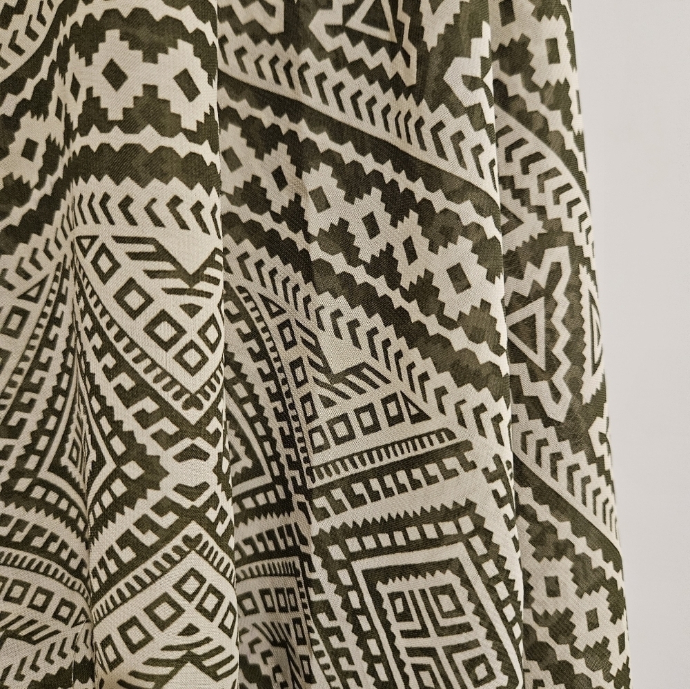 Green Aztec sheer open Front Lightweight Kimono Cover Up NWOT - Picture 6 of 9